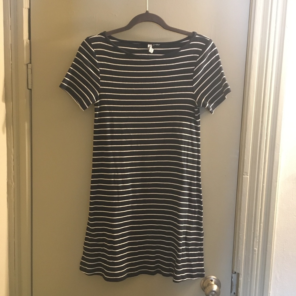 Blue & White Striped T-shirt Dress